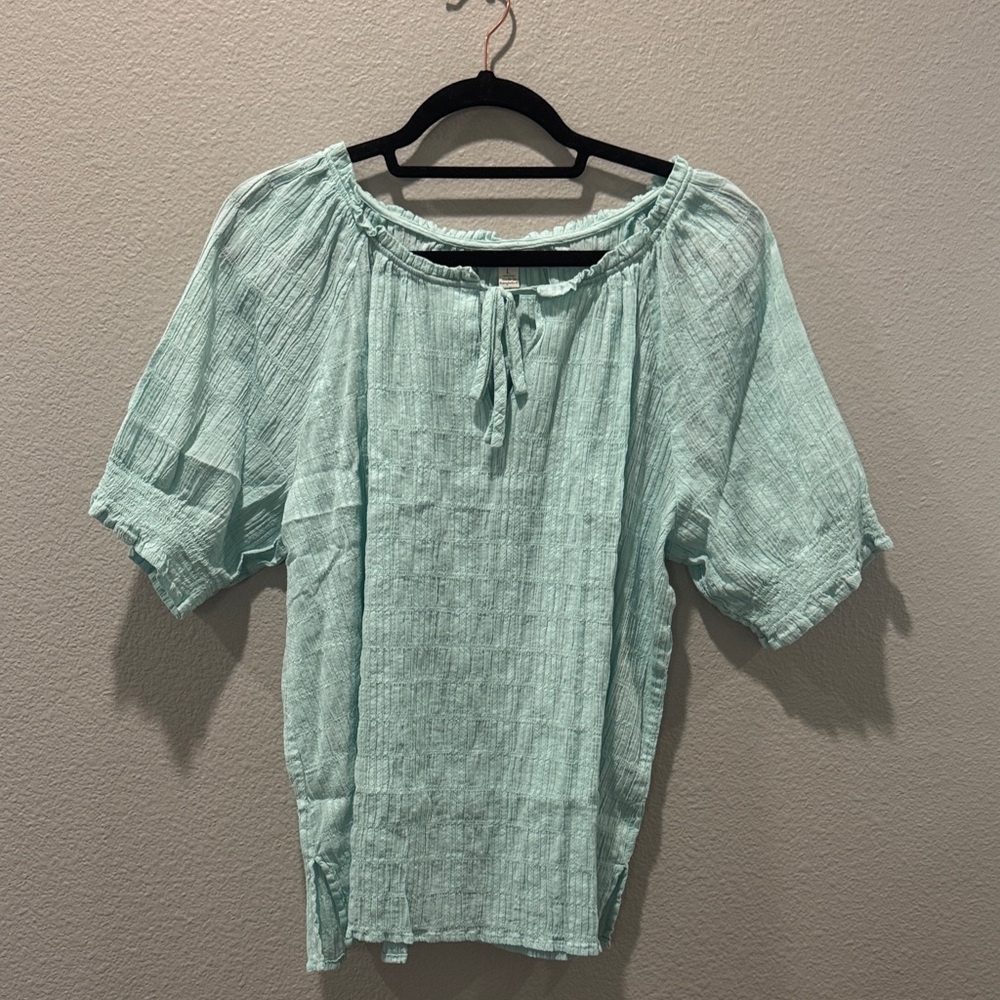 🌿 Est. 1946 (Cato) Mint Green Short Sleeve Cotton Top – Size L 🌿 - Picture 1 of 6